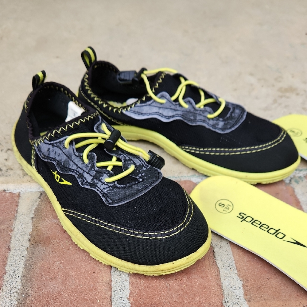 Speedo Black and Yellow Water Shoes with Breathable Mesh